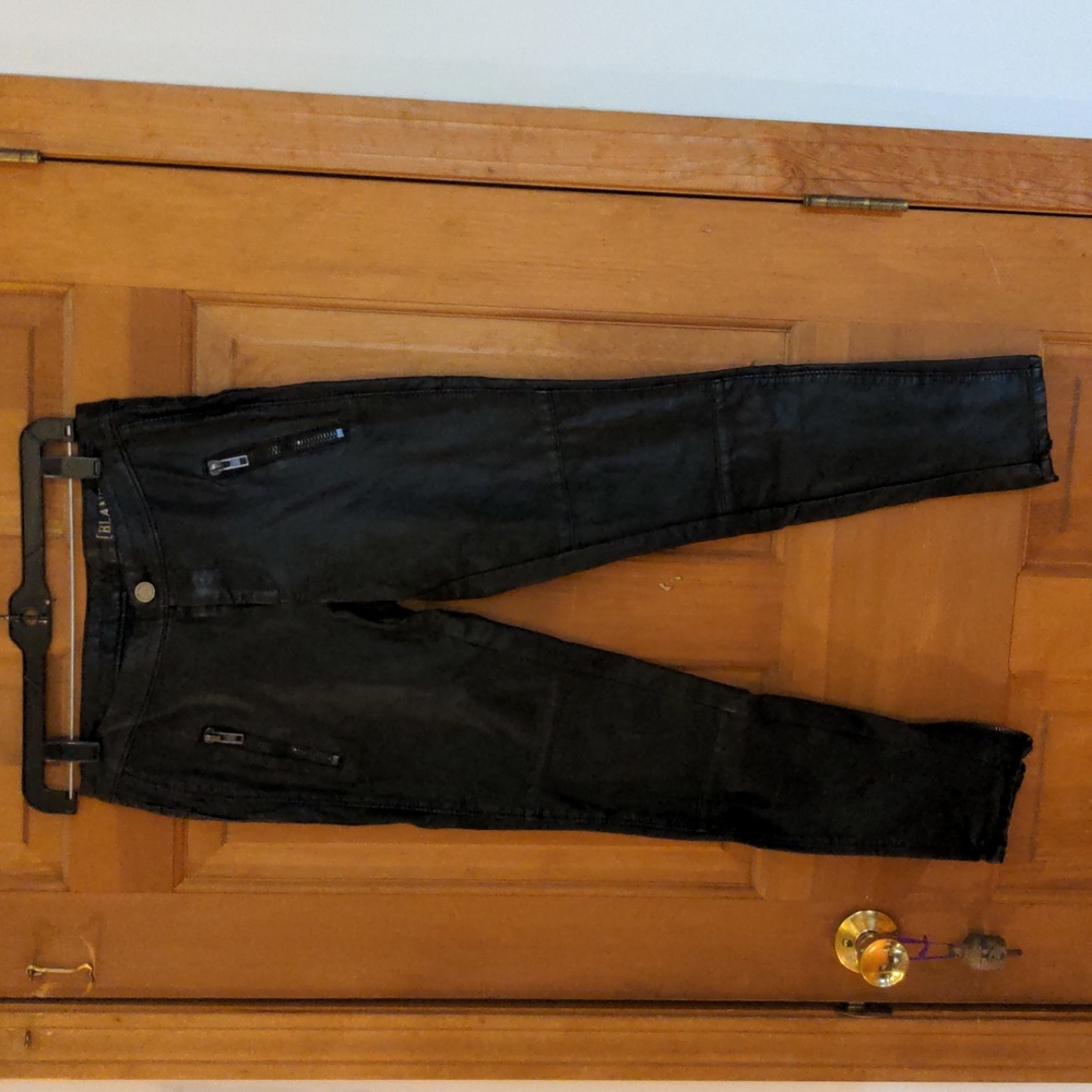 BlankNyc Faux Leather Skinny Pants Ankle Zip Black Size 27 Mid to Low Rise - Picture 2 of 11